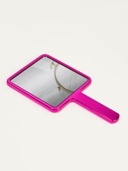 Зеркало с ручкой, 16×9 см, розовое