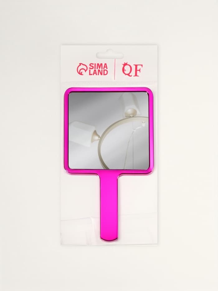 Зеркало с ручкой, 16×9 см, розовое