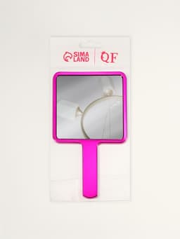 Зеркало с ручкой, 16×9 см, розовое