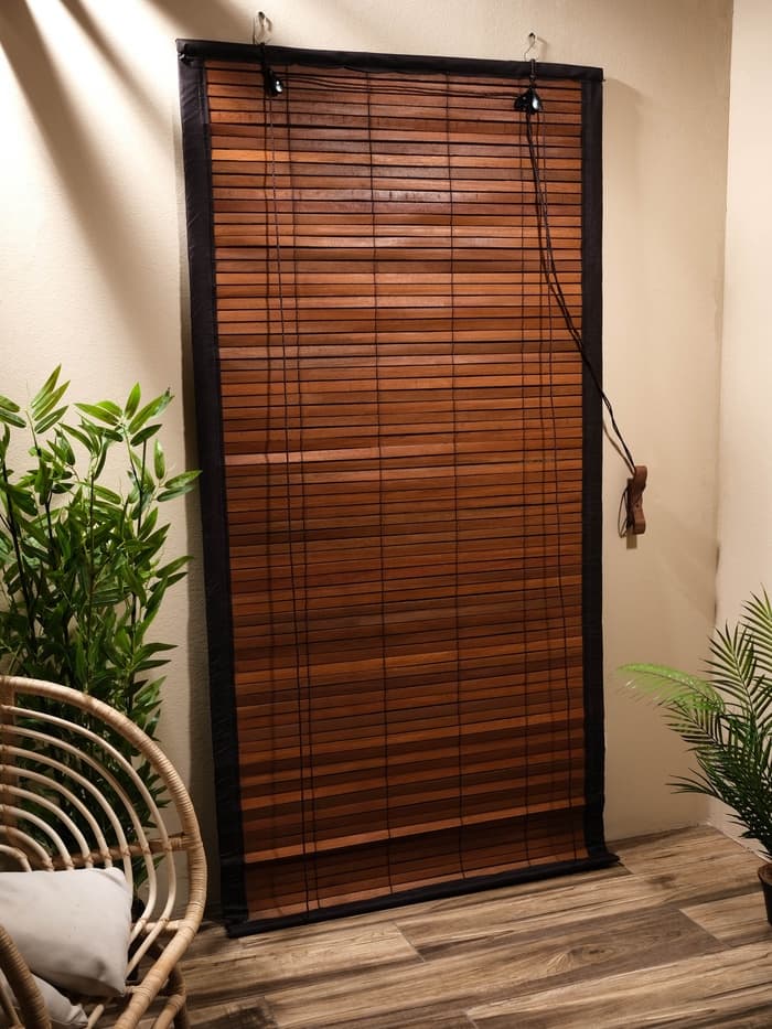 Жалюзи деревянные, 200×100×0.7 см, с тёмной рамкой