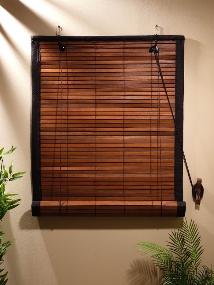 Жалюзи деревянные, 200×100×0.7 см, с тёмной рамкой