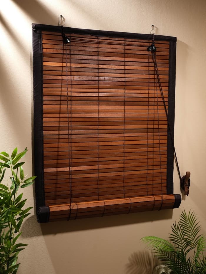 Жалюзи деревянные, 200×100×0.7 см, с тёмной рамкой