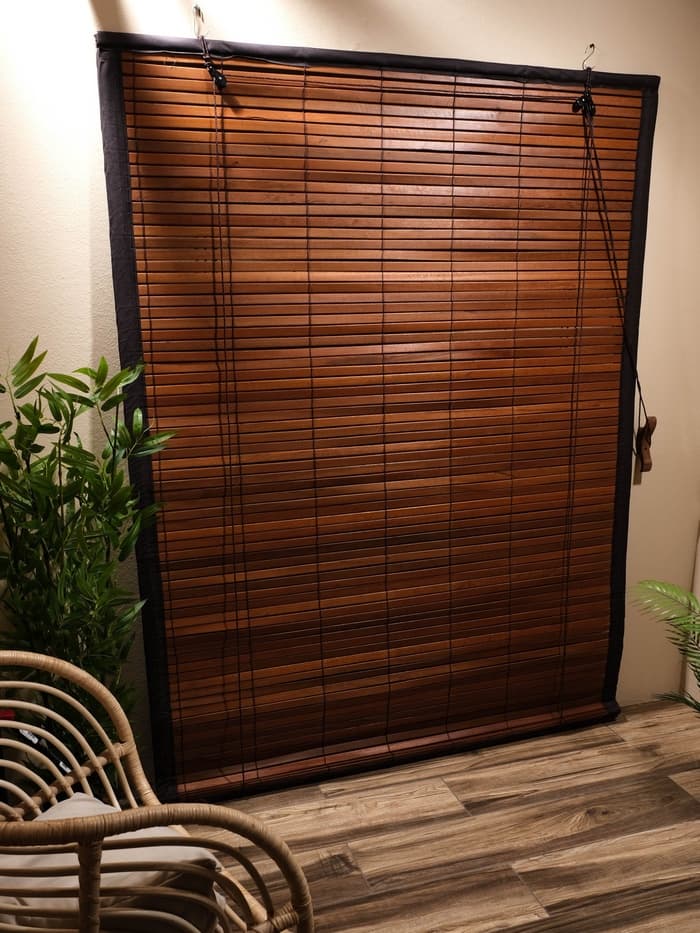 Жалюзи деревянные, 200×150×0.7 см, с тёмной рамкой