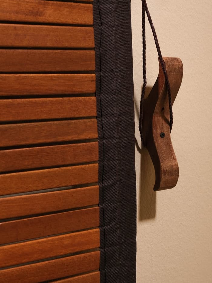 Жалюзи деревянные, 200×150×0.7 см, с тёмной рамкой