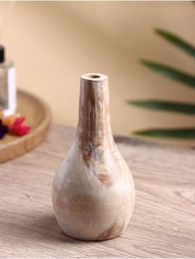 Ваза для сухоцветов «Мистра», 8×8×16 см, дерево джати, бежевая