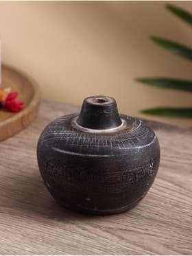 Ваза для сухоцветов «Терра», 11×11×10 см, дерево джати, тёмно-коричневая