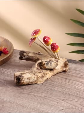 Сувенир «Коряга с грибочками», 30×10×17 см, дерево албезия