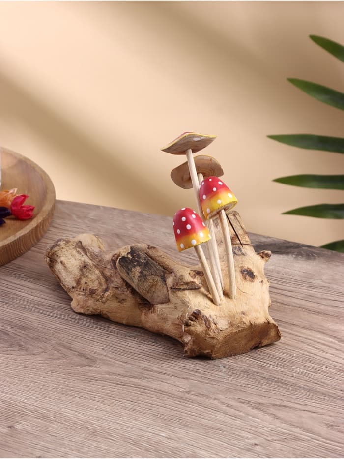 Сувенир «Коряга с грибочками», 30×10×17 см, дерево албезия