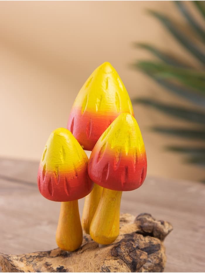 Сувенир «Грибочки», 14×8×15 см, дерево, красно-жёлтый
