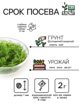 Семена Укроп «Крокодил», 2 г, «Рецепты дедушки Никиты»