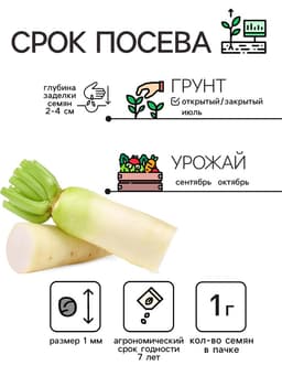 Семена Дайкон «Нацукаши», 1 г, «Рецепты дедушки Никиты»