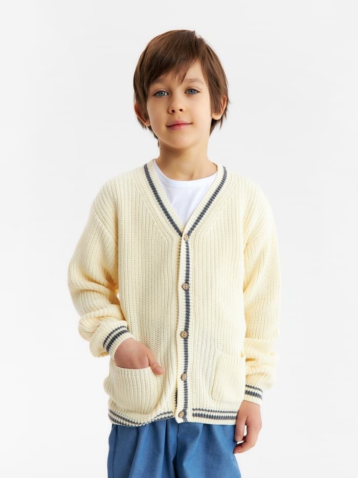 Кардиган детский KAFTAN, размер 32 (110-116 см), молочный