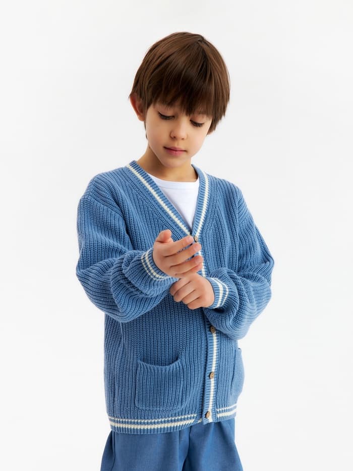 Кардиган детский KAFTAN, размер 30 (98-104 см), синий
