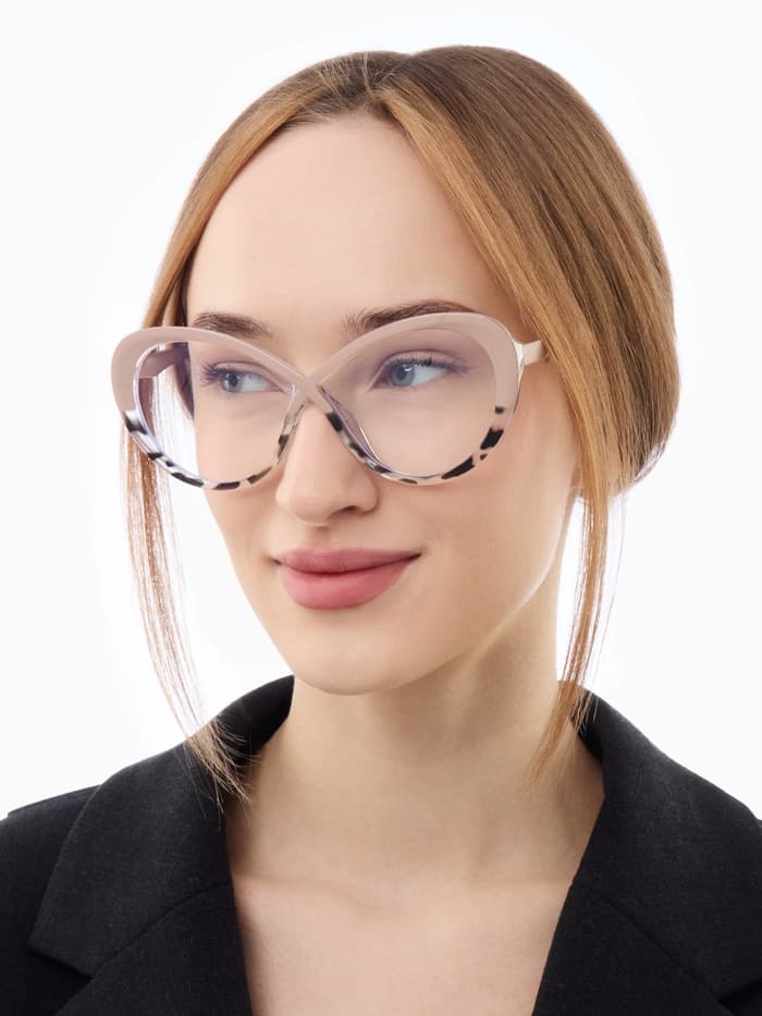 Очки женские имиджевые, прозрачные, дужка 14.2 см, ширина 14.1 см, линза 5.4×6.9 см