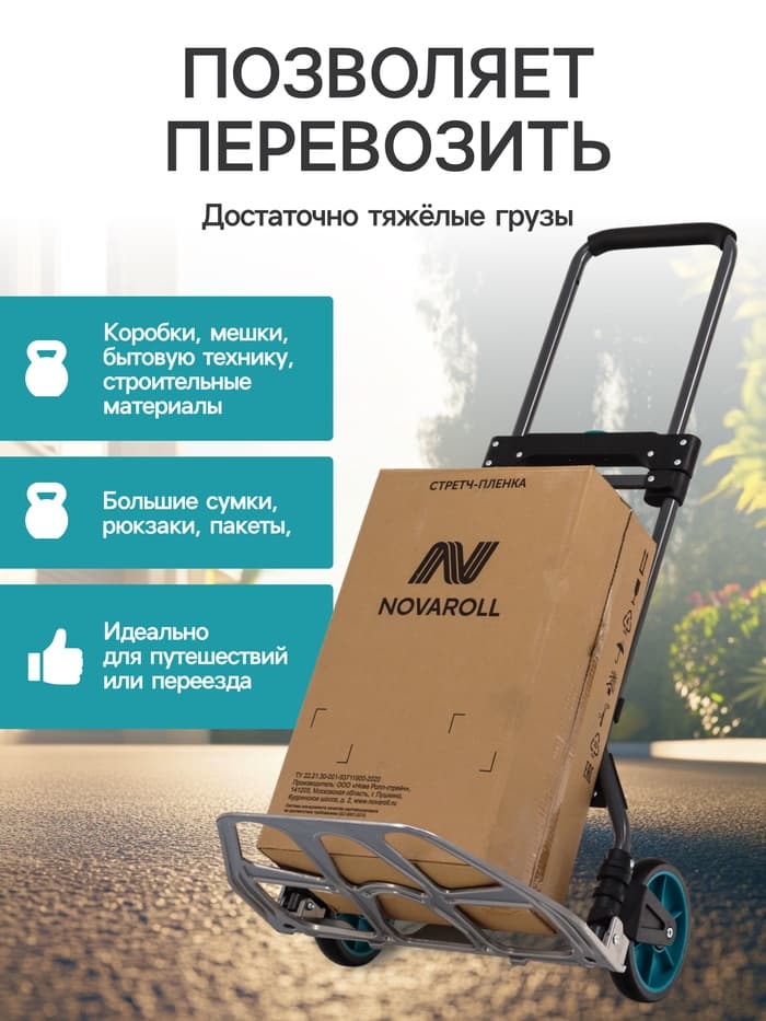 Тележка ручная хозяйственная, двухколёсная, нагрузка до 100 кг, складная, грузовая, Greengo