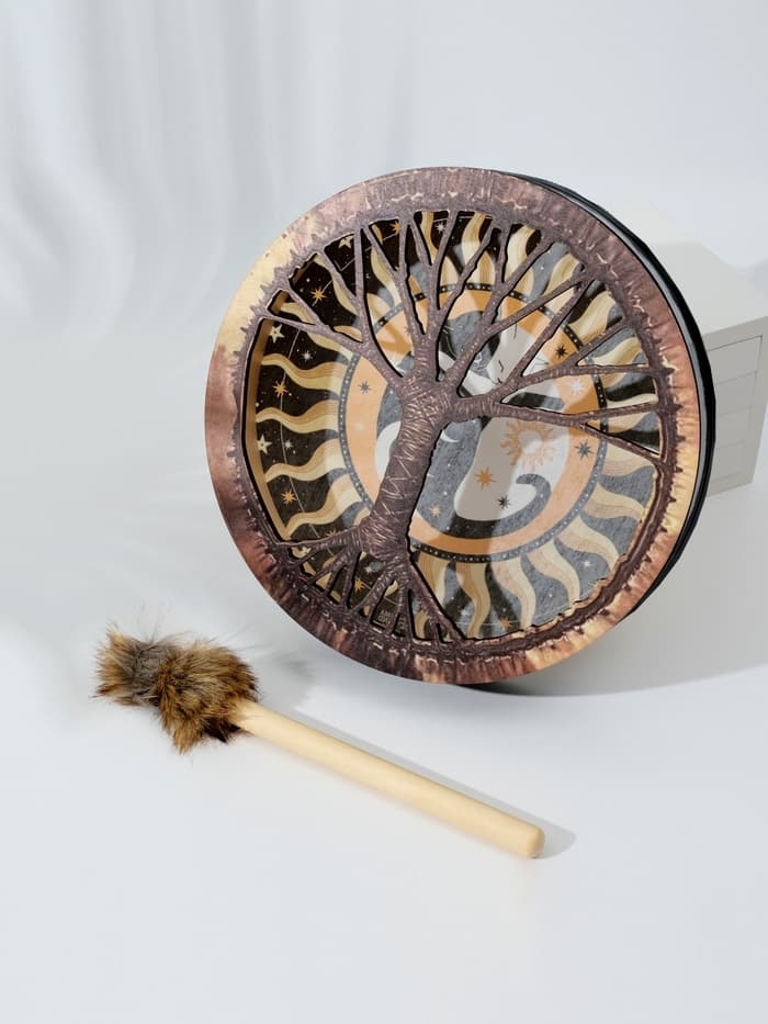 Шаманский бубен «Коты Таро», музыкальный инструмент, с колотушкой, 5×25×25 см