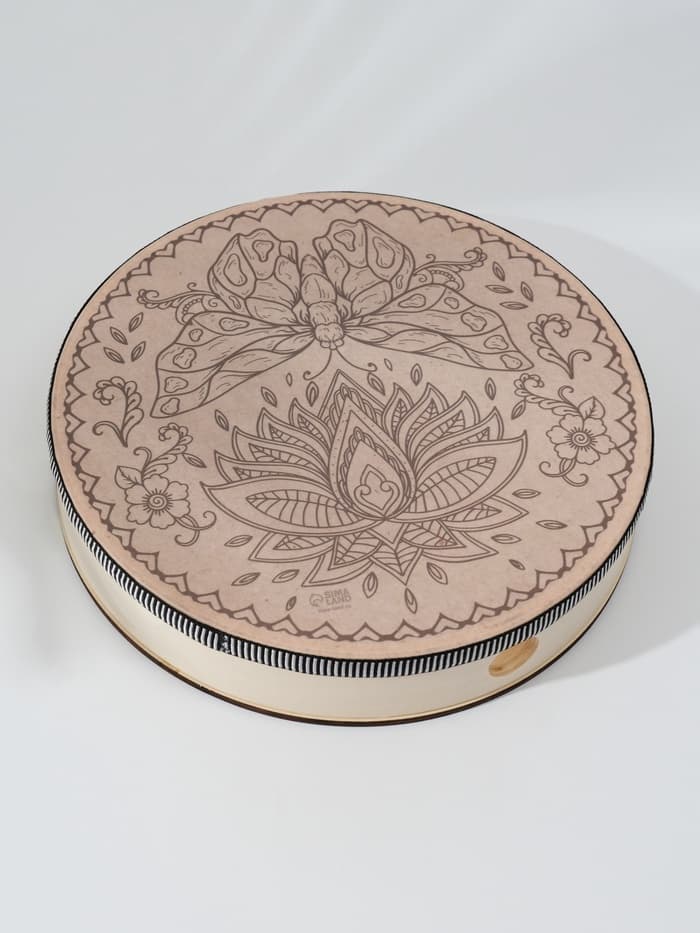 Шаманский бубен «Мехенди. Лотос и бабочка», музыкальный инструмент, с колотушкой, 5×25×25 см