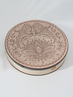 Шаманский бубен «Мехенди. Лотос и бабочка», музыкальный инструмент, с колотушкой, 5×25×25 см