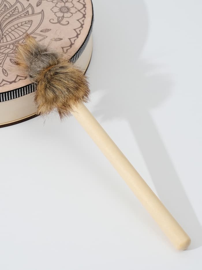 Шаманский бубен «Мехенди. Лотос и бабочка», музыкальный инструмент, с колотушкой, 5×25×25 см