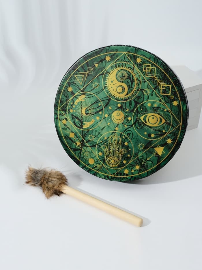Шаманский бубен «Денежная карта», музыкальный инструмент, с колотушкой, 5×25×25 см