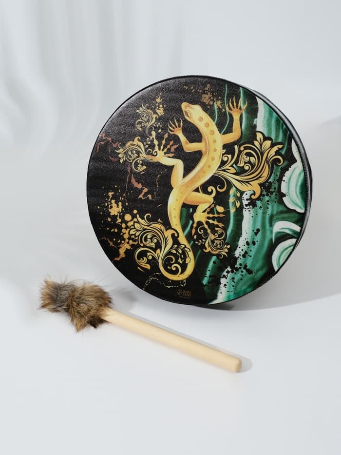 Шаманский бубен «Ящерица», музыкальный инструмент, с колотушкой, 5×25×25 см