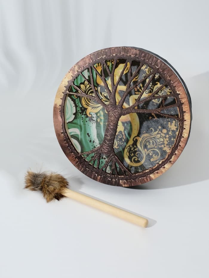 Шаманский бубен «Ящерица», музыкальный инструмент, с колотушкой, 5×25×25 см