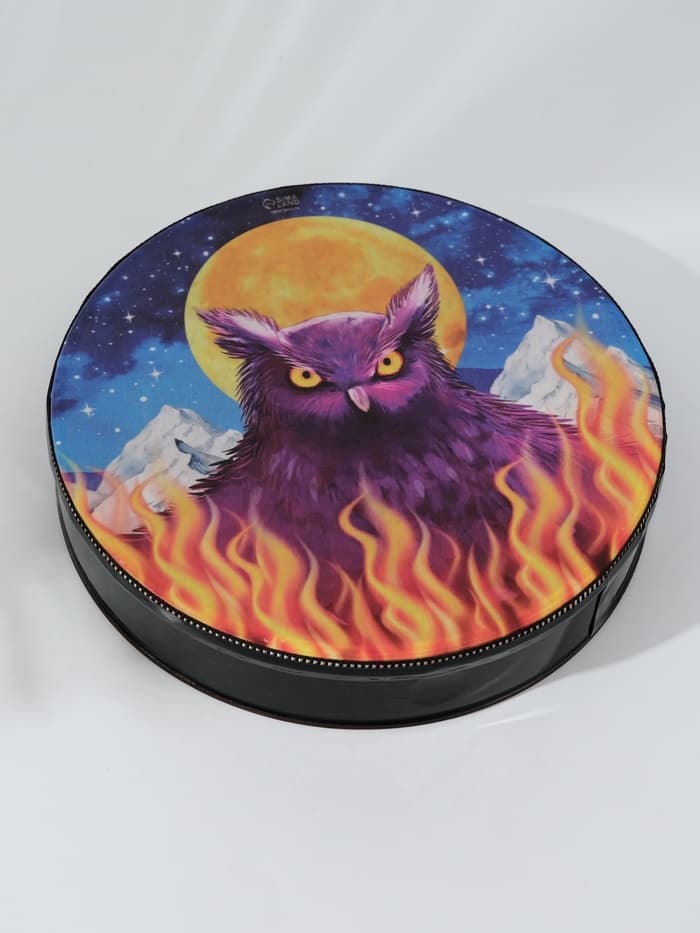 Шаманский бубен «Филин и пламя», музыкальный инструмент, с колотушкой, 5×25×25 см