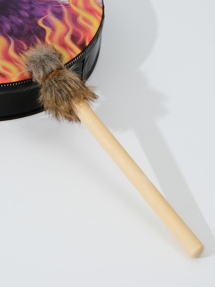 Шаманский бубен «Филин и пламя», музыкальный инструмент, с колотушкой, 5×25×25 см