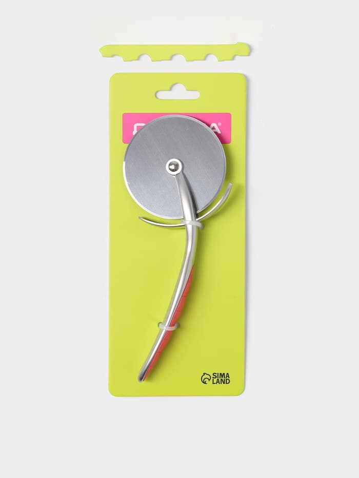 Нож для пиццы и теста Доляна Redline, 17.5 см, d=6.5 см, нержавеющая сталь, красный