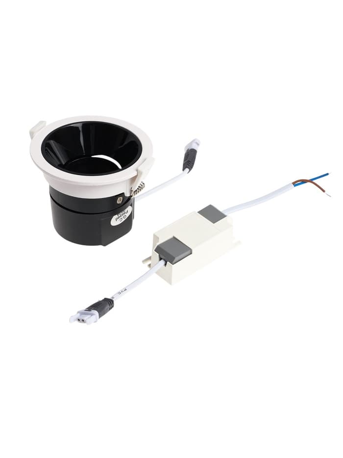 Светильник светодиодный, встраиваемый, поворотный, 6 Вт, 6500К, с драйвером, D75, чёрный, белый