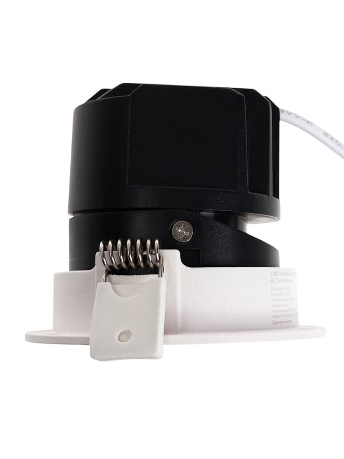 Светильник светодиодный, встраиваемый, поворотный, 6 Вт, 6500К, с драйвером, D75, чёрный, белый