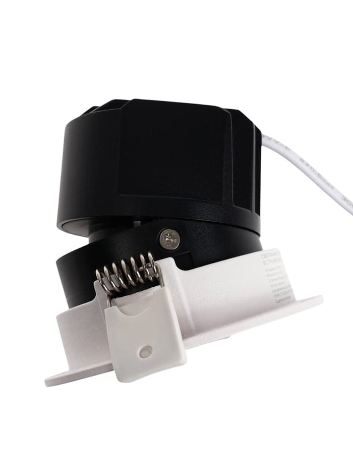 Светильник светодиодный, встраиваемый, поворотный, 6 Вт, 6500К, с драйвером, D75, чёрный, белый