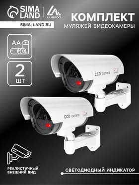 Комплект муляжей уличной видеокамеры Luazon VM-2, две камеры, с индикатором, 2хАА (не в комплекте), серый