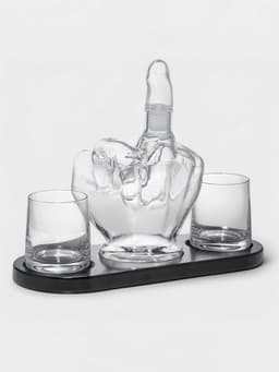 Мини-Бар «Средний палец», 1 л, 2 бокала, на подставке, стекло, дерево