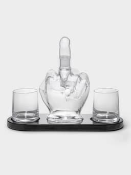 Мини-Бар «Средний палец», 1 л, 2 бокала, на подставке, стекло, дерево