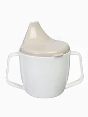 Поильник с ручками, белый/ бежевый