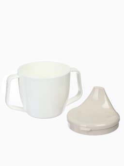 Поильник с ручками, белый/ бежевый