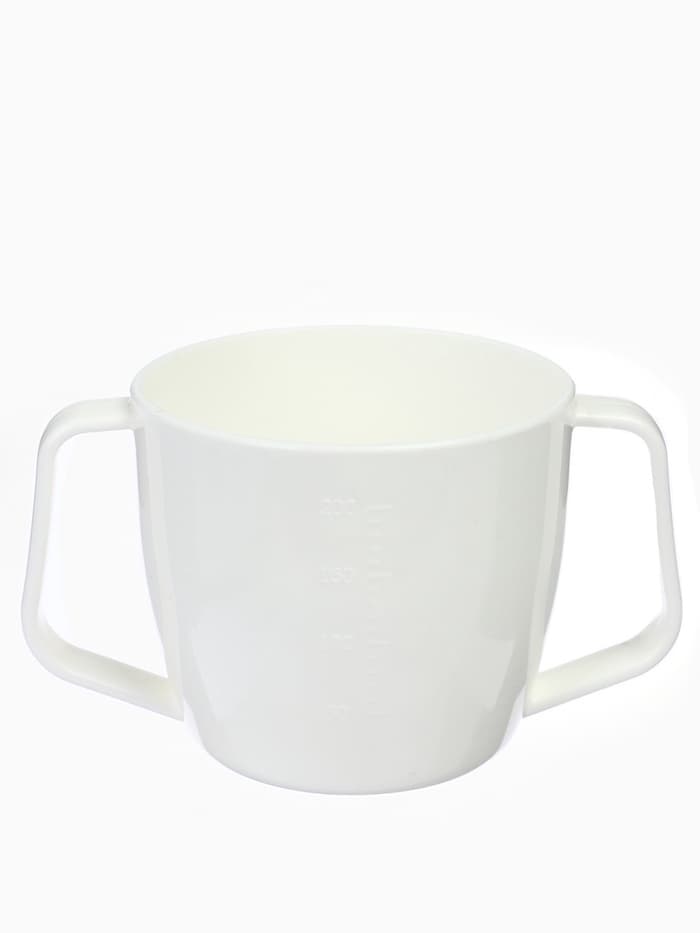 Поильник с ручками, белый/ бежевый