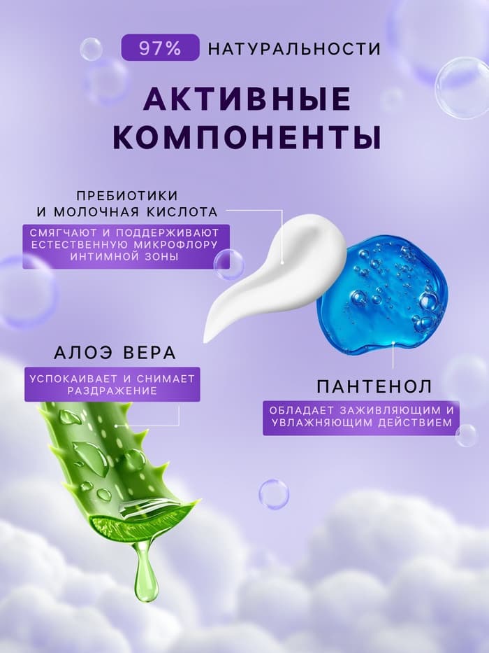 Гель для интимной гигиены детский LULU гипоаллергенно, 300 мл