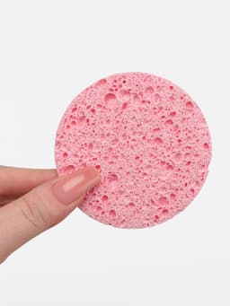 Спонж для умывания, набор - 2 шт., d=8 см, розовый/синий