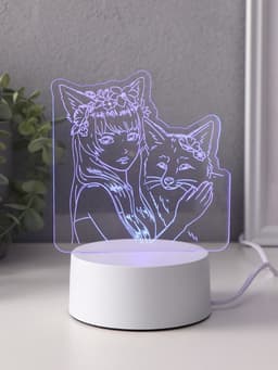 Светильник 3D RISALUX «Лисица», LED-ночник, RGB, от сети, 9.5×16.7×18.5 см