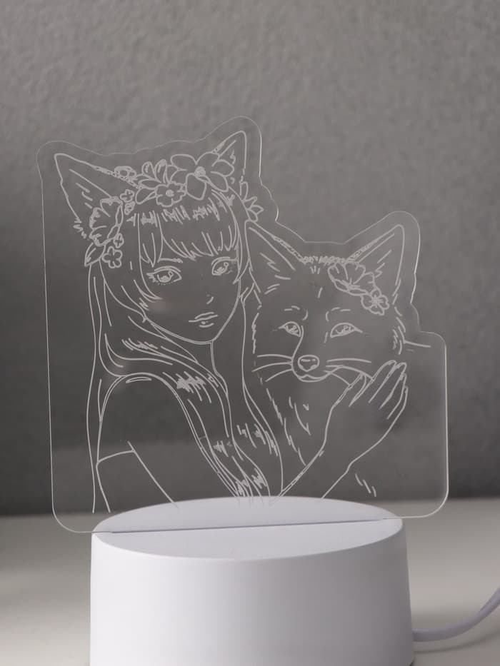 Светильник 3D RISALUX «Лисица», LED-ночник, RGB, от сети, 9.5×16.7×18.5 см