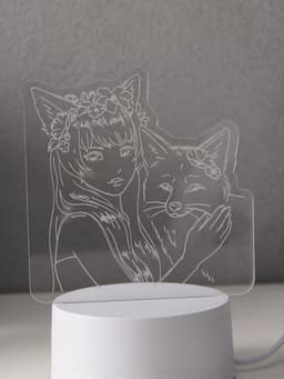 Светильник 3D RISALUX «Лисица», LED-ночник, RGB, от сети, 9.5×16.7×18.5 см