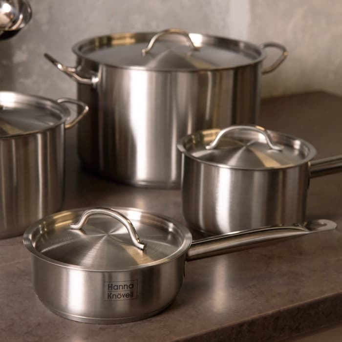 Ковш Hanna Knövell, 6.3 л, d=24, h=14 см, с крышкой, толщина стенки 0.8 мм, индукция, нержавеющая сталь