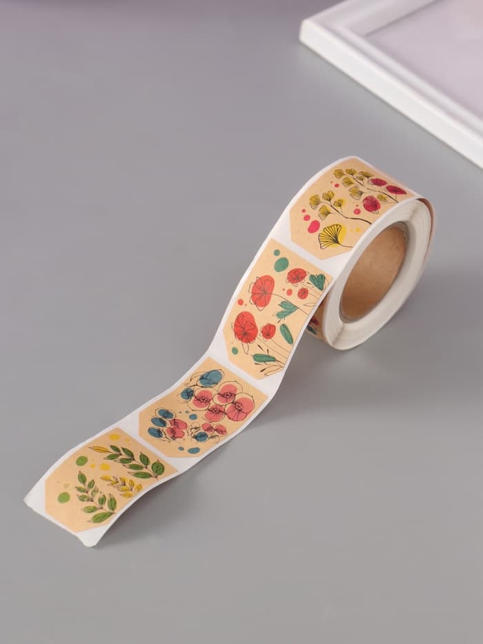 Наклейка бумага крафт «Бирки. Цветы», 3×5 см 200 шт., в рулоне