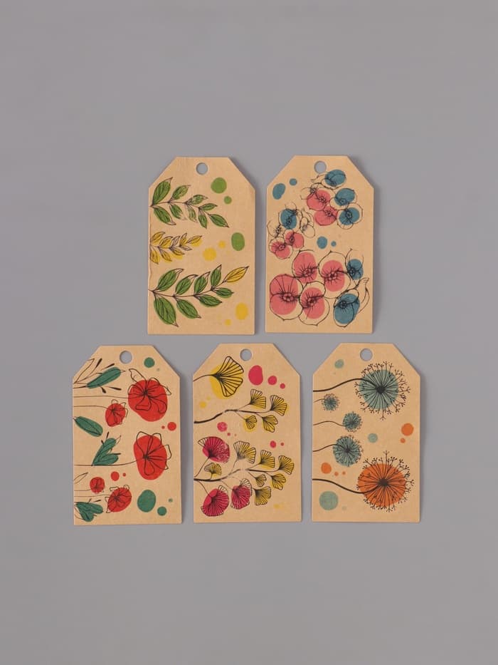 Наклейка бумага крафт «Бирки. Цветы», 3×5 см 200 шт., в рулоне