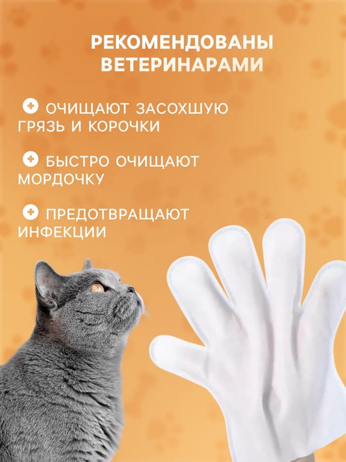 Влажные перчатки-салфетки для ежедневного ухода, 6 шт.