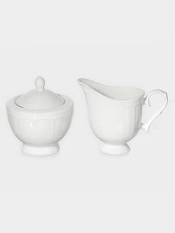 Набор сервировочный WY Renessans, 2 предмета: молочник 265 мл, сахарница 300 мл, фарфор, белый
