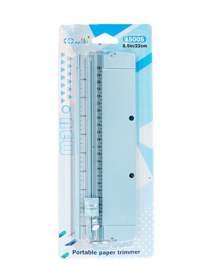 Резак для бумаги роликовый А5, до 3 листов, безопасное, голубой