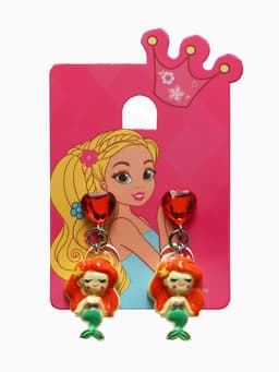 Серьги-клипсы детские «Выбражулька» русалочка с сердцем кристалл, цветные